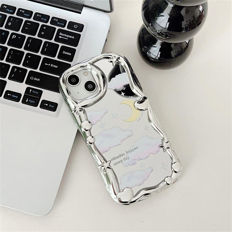 Корейский милый чехол для телефона Y2k Star Cloud Moon для Iphone 14 13 12 11 Pro Max Lovely Love Heart глянцевый противоударный мягкий чехол Funda
