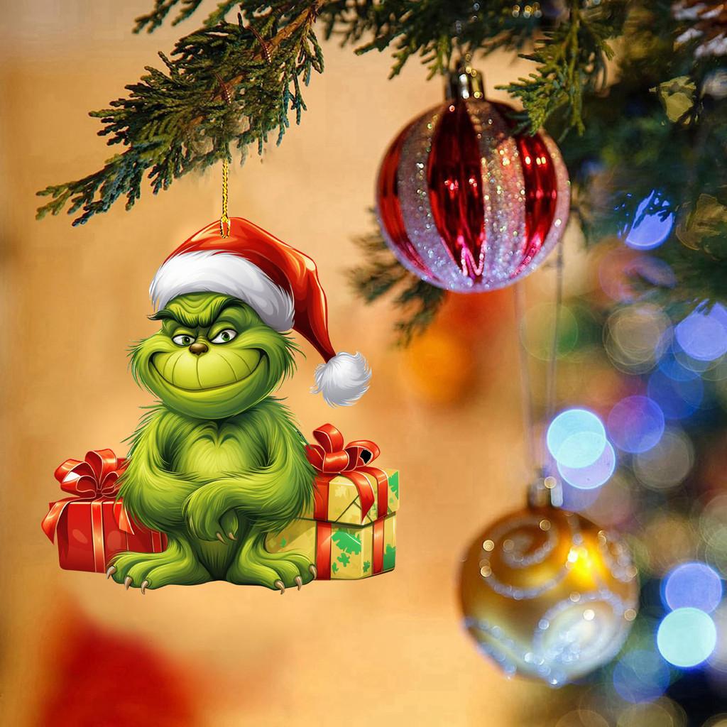 Creative Acrylic Grinch Christmas Tree Decoration Cartoon Ornament For Home And Car