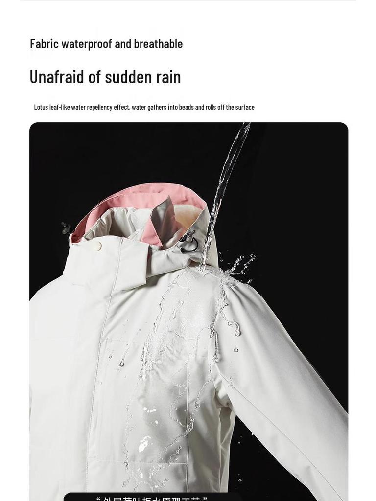 Women's 2024 Three-in-One Winter Hiking Windbreaker: Thickened, Warm, and Windproof Outdoor Jacket