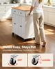 Kitchen Island Cart with Storage, 1107 mm Wide Mobile Rolling Storage Island on Swivel Wheels, with 2 Drawers, Storage Cabinet, Drop Leaf, Spice/Towel