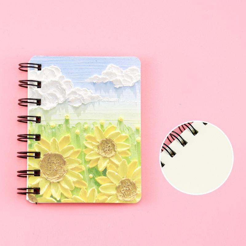 1 шт., маленький A7 эстетический блокнот для детей, масляная живопись, пейзажные блокноты со сценарием, портативный карманный блокнот для скрапбукинга