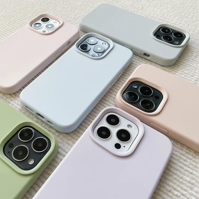 Оригинальный жидкий силиконовый чехол для телефона iPhone 13 14Pro 15 15 Pro Max 15Plus 16 16Plus 16Pro Max Защитные чехлы для камеры