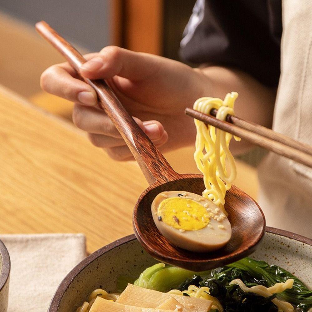 Deep Spoon Head Long Handle Spoon Long Handle Serving Ladle Wooden Soup Spoon Kitchen Cooking