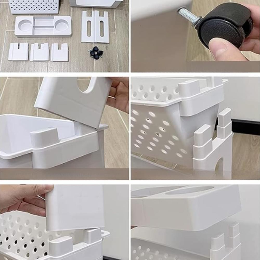 Mobile shelf on wheels, bookshelf, bathroom cabinet, organizer, trolley