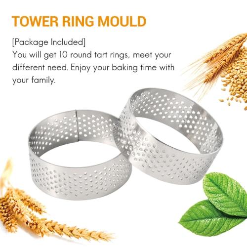 Haskoss 10-Pack 5cm Round Small Tart Pans, Heat-Resistant Stainless Steel Tart Rings, Cake Rings, Cake Molds/Round Cake Baking Tools, Heat-Resistant P