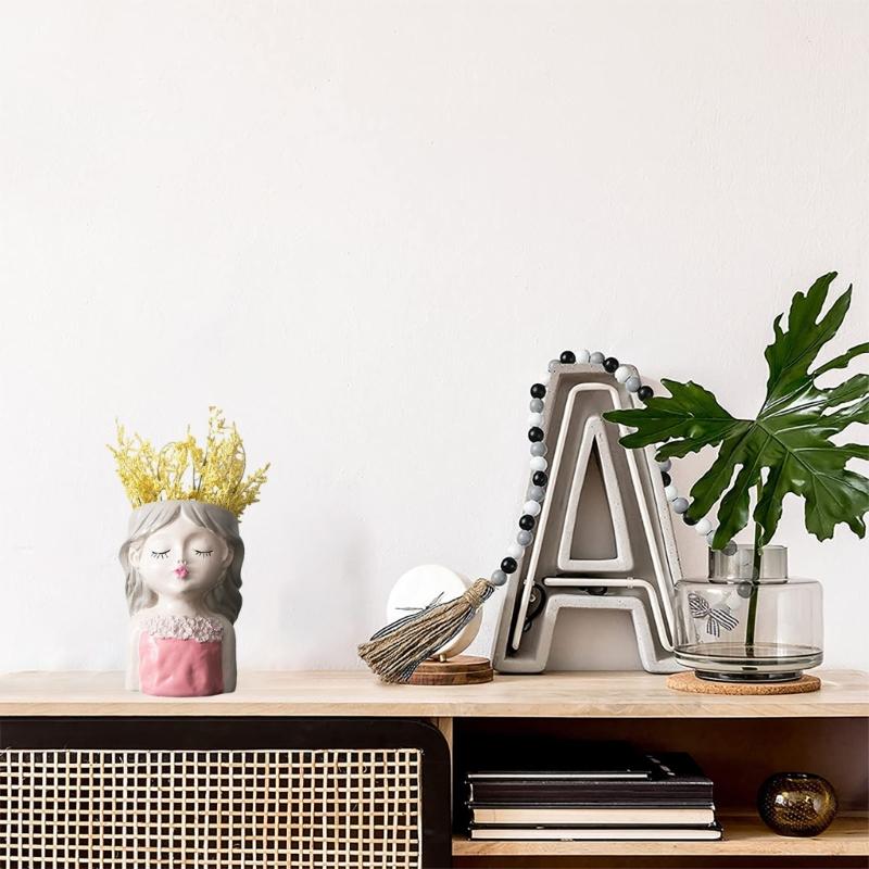 Cute Girls Flower Silicone Molds Pen Holder Epoxy Resin Mold Succulent Planter Making Tool for Gypsum Crafts