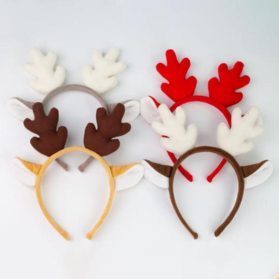 Christmas Headband Antler Decor Hair Hoop Festive Reindeer Design Headgear Women Elastic Comfortable Xmas Hair Accessories