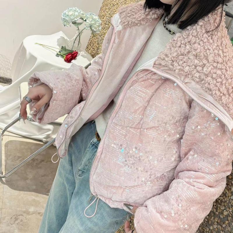 New Full-body Sequined Down Cotton-padded Clothes, Small Jackets, Bright New Battle Robes, Warm Cotton-padded Clothes, Fashionable.