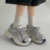 Популярные серебристые ретро универсальные туфли на платформе в стиле «папины кроссовки» женские лето 2025 новые увеличивающие рост на мягкой подошве повседневные спортивные туфли
