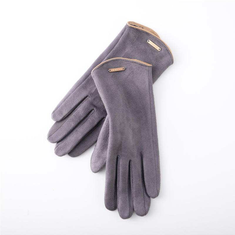 Женские перчатки с сенсорным экраном, модные варежки, осенне-зимние теплые тонкие кашемировые велосипедные замшевые ветрозащитные перчатки LXY