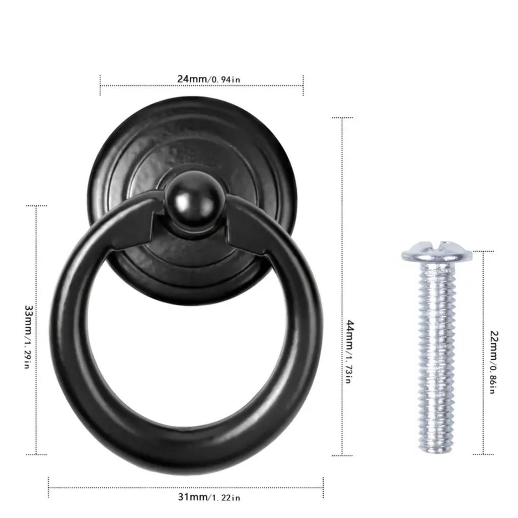 6 шт. черные ручки-кольца, ящик из цинкового сплава, круглая капля