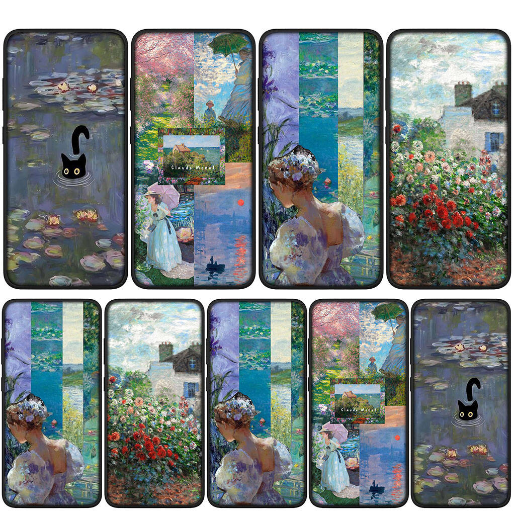 Чехол для iPhone 17 16 15 Xiaomi Poco Redmi Note 14 13 12 11 Pro Max Samsung Galaxy S25 S24 OPPO Huawei Клод Моне Водяные лилии Кот Узор Чехол для телефона