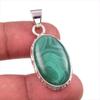 Natural Malachite Gemstone Handmade 925 Solid Sterling Silver Pendant 1.5'' h5F30