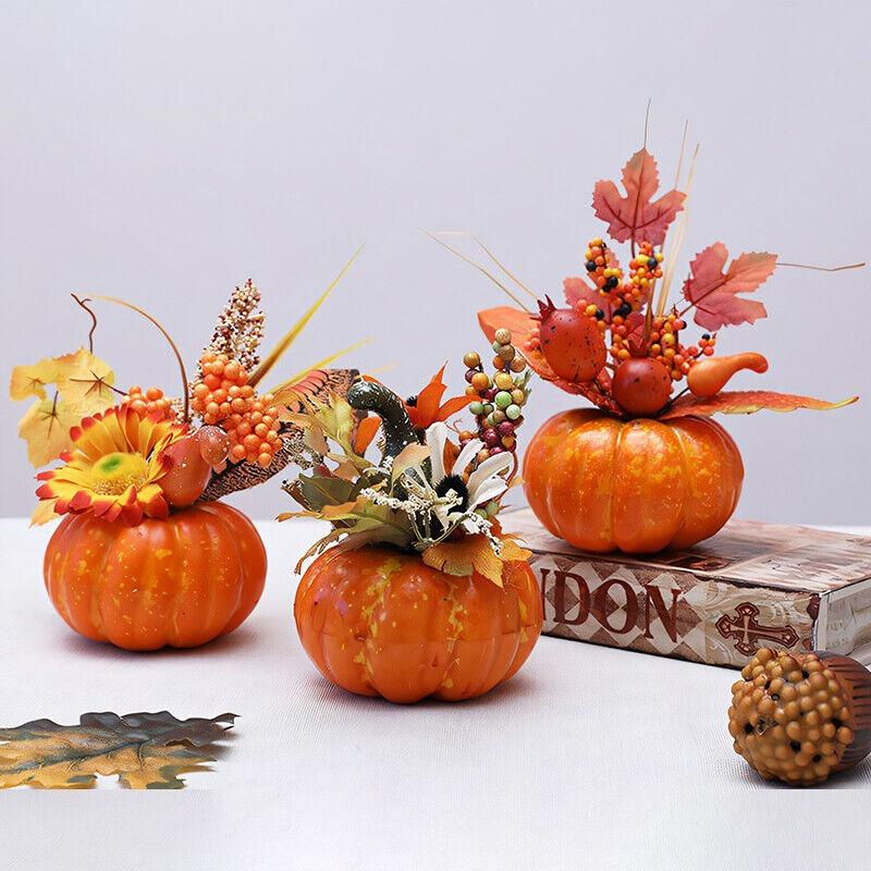 Halloween Foam Fake Pumpkins Maple Leaf Autumn Home Table Decoration Halloween Party Decor