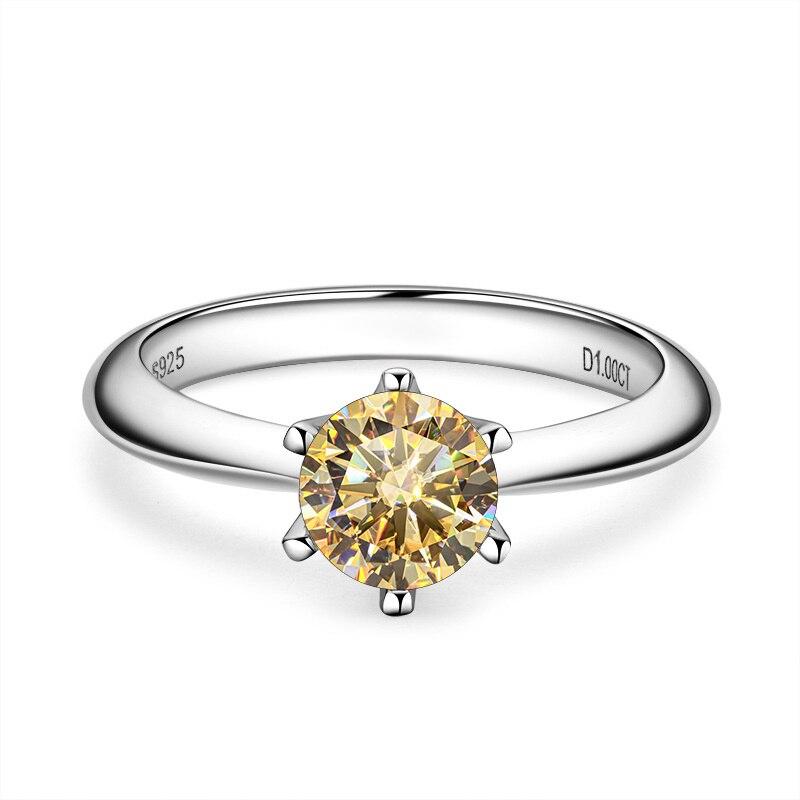 Bague Ringen Роскошные 100% настоящие 5-каратные кольца с муассанитом и бриллиантами для женщин, свадебные кольца из серебра 925 пробы, классические круглые ювелирные изделия, подарок с GRA