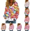 Women's Fashionable Short Jacket Casual Long Sleeved Valentine's Day Printed Single Breasted Plush Top