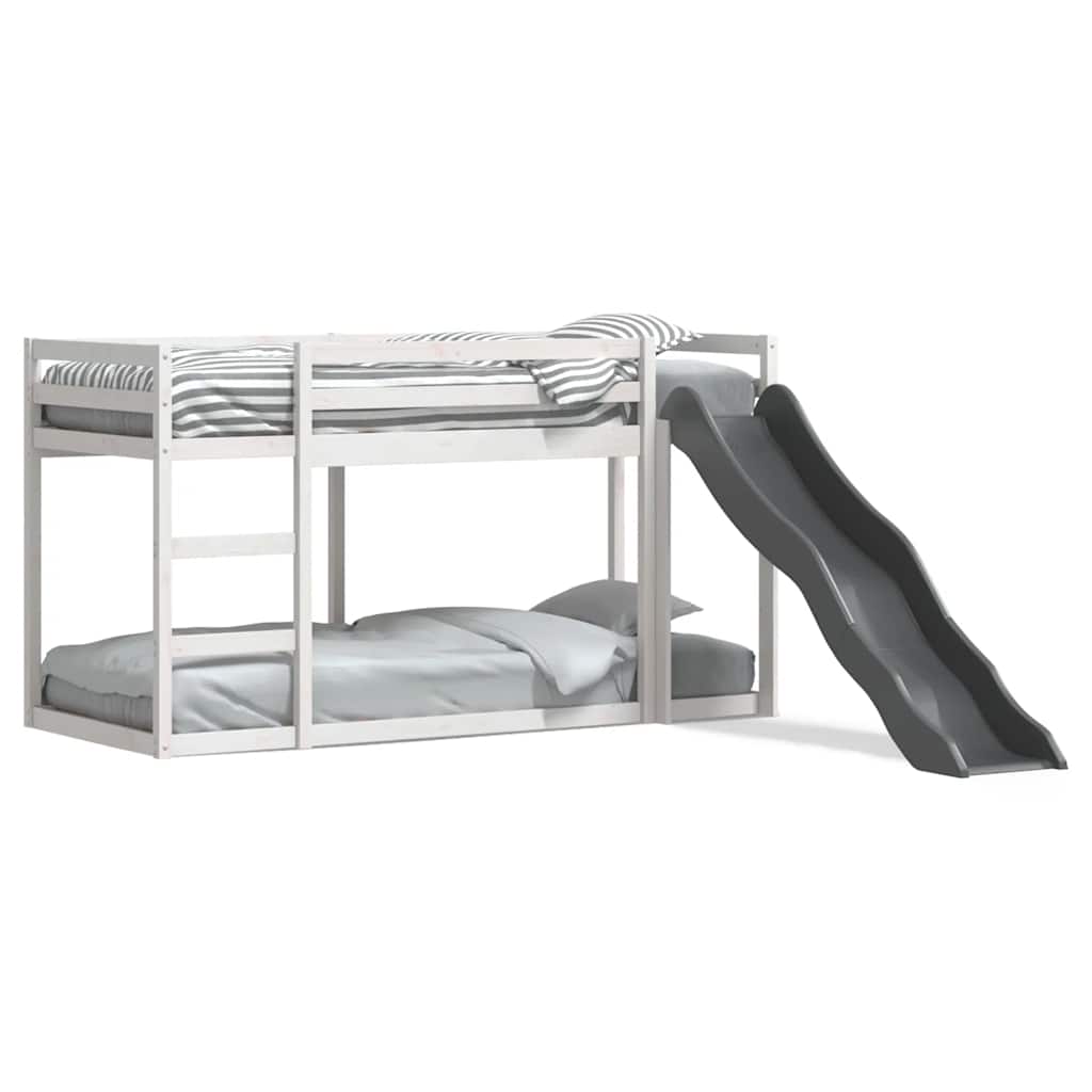 Bunk Bed with Slide and Ladder White 90x200 cm Solid Pine Wood