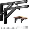Susuba Shelf Brackets - L-Shaped Folding Brackets for Wall-Mounted Shelves, Folding Brackets with Screws, 150kg Load Capacity, Set of 2 (Black, 30cm)