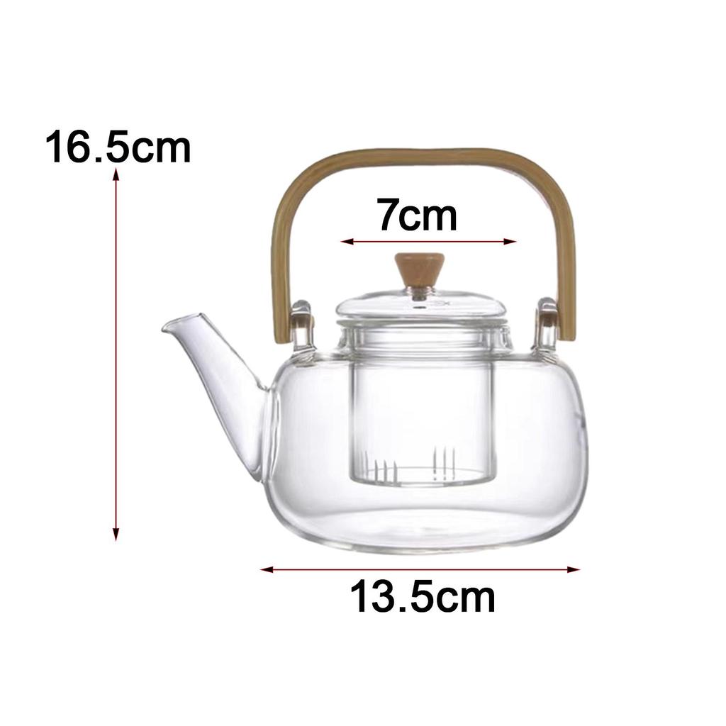 Стеклянный чайник для заваривания цветущего и листового чая, ручной заварочный чайник со съемным ситечком для кухни, отеля, барбекю