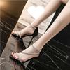 2025 новые босоножки на высоком каблуке женские летние модные универсальные с задней молнией стразы с открытым носком римские сандалии женские шпильки