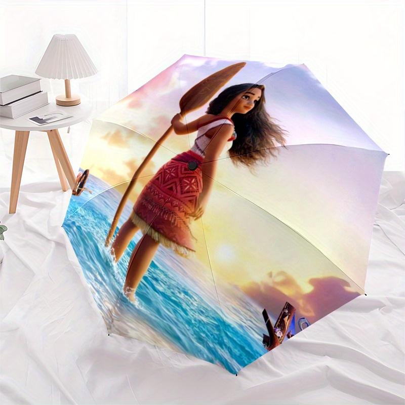 Moana's Adventure Durable Cartoon Folding Umbrella, Portable 3-Fold Compact Umbrella for Men and Women, Suitable for Travel or Daily Use.Y07