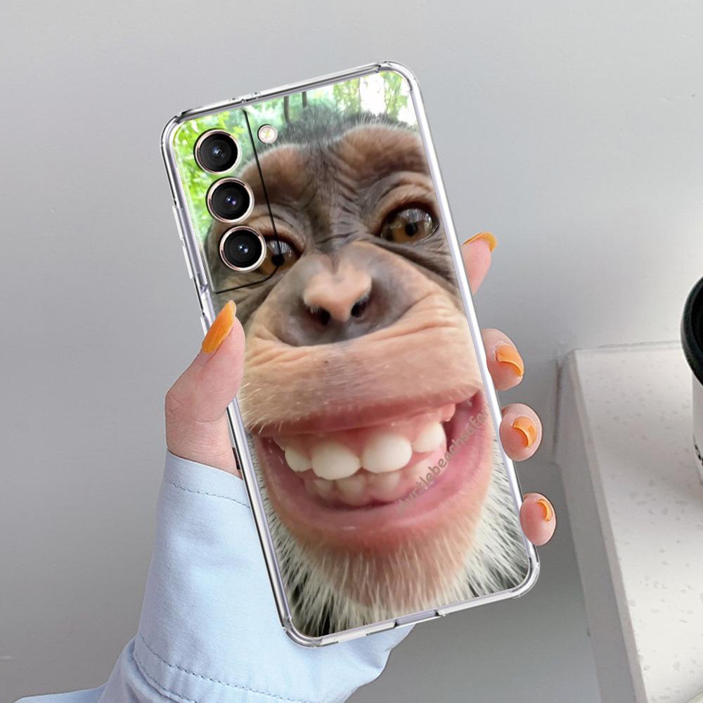 Чехол для телефона Samsung Galaxy S26 S25 S24 S23 S22 Ultra S20 S21 FE 5G Plus Мягкий Прозрачный Чехол Милая Забавная Обезьяна