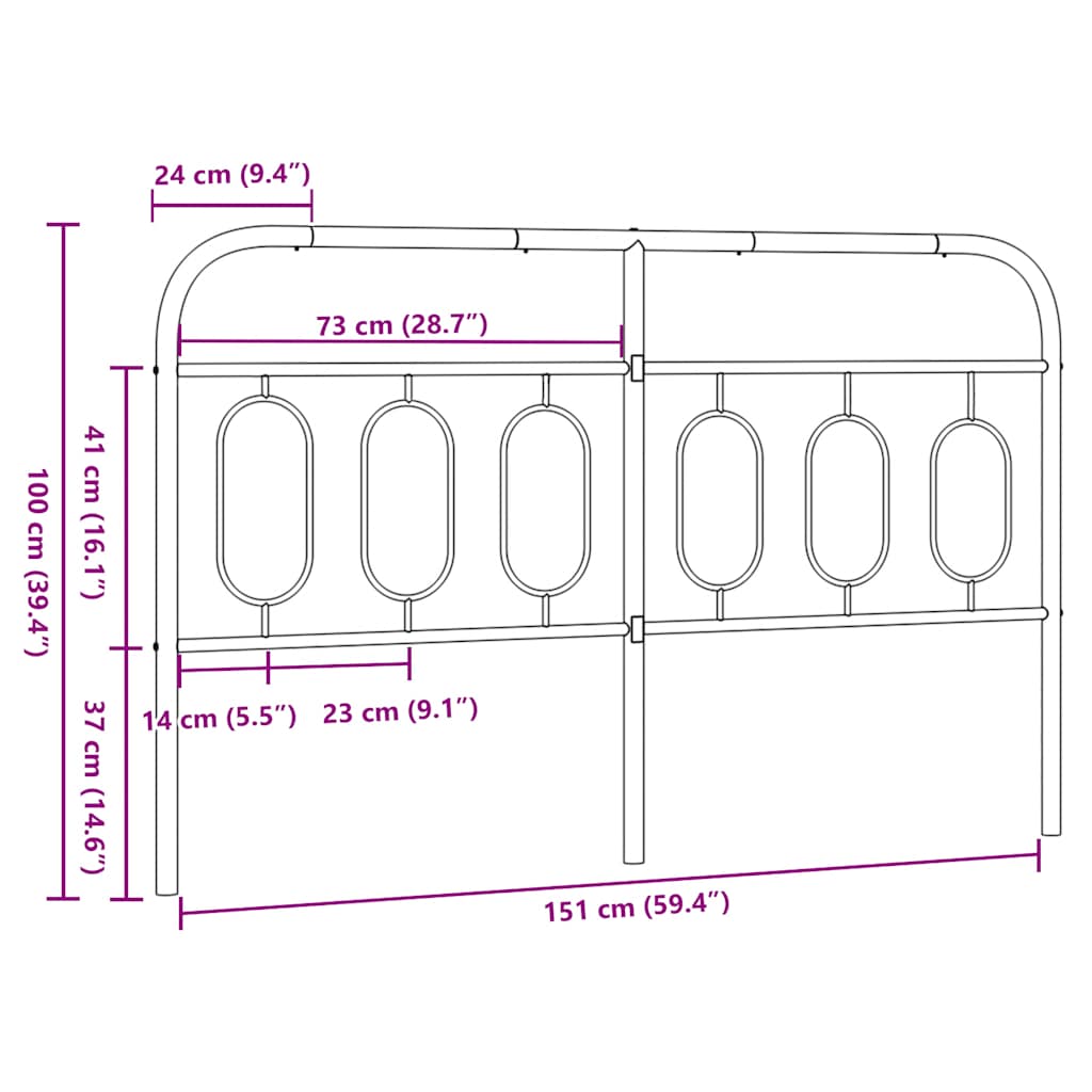 Replacement Headboard Metal White 150 cm