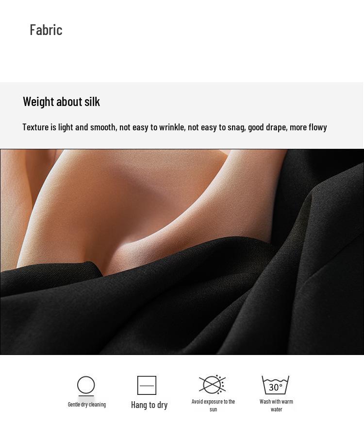 Women's Short Sleeve Real Silk Dress - Loose Fit, Solid Color, Round Neck, Long Length