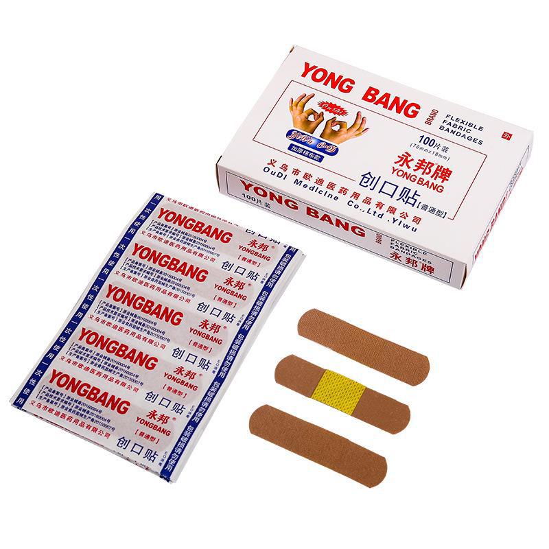 Плотный хлопковый бинт Yongbang, 100 дышащих кровоостанавливающих пластырей для небольших ссадин