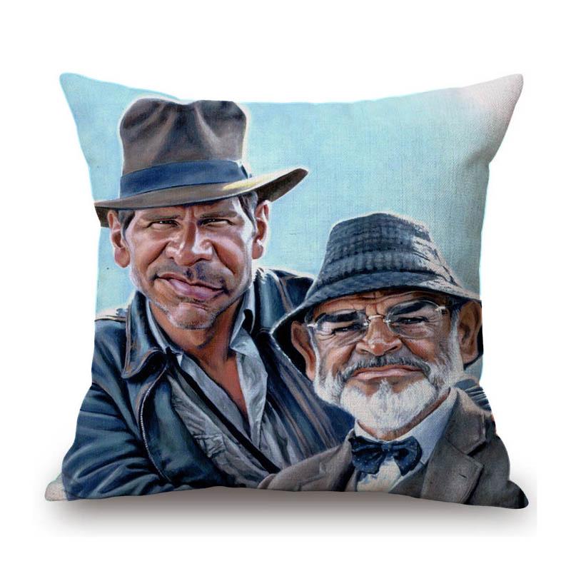 Lovely Cute Celebrity Sketch Art Classic Movie Scenic Poster Art Cotton Linen Sofa Decoration Throw Pillow Case Cushion Cover