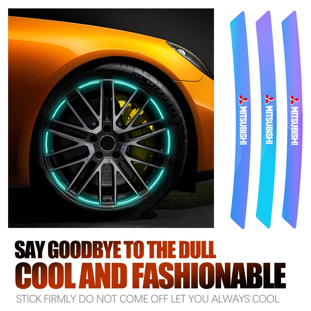 cyhk7 Car Emblem Wheel Rim Reflective Sticker Accessories For Mitsubishi 9 Ralliart X EX ASX L200 Colt Outlander Pajero Lancer Eclipse