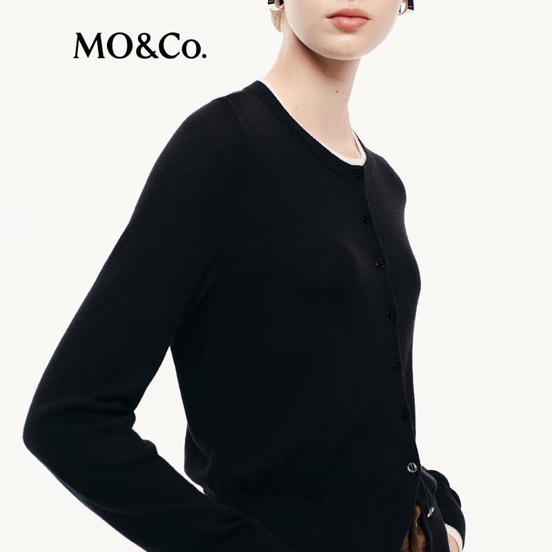 MO&Co. Women's 100% Wool Slim Fit Round Neck Sweater