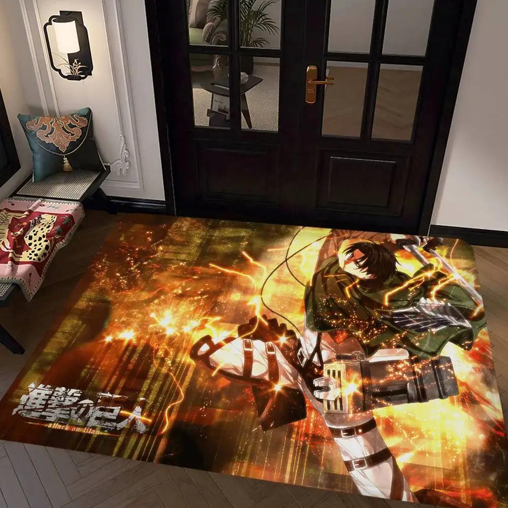 Мультяшный коврик для входной двери Атака Титанов, моющийся, нескользящий, коврик для зоны дивана и кресел в гостиной, кухонный приветственный коврик
