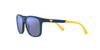 EMPORIO ARMANI Sunglasses EA4184F Matte Blue with Yellow Rubber and Dark Gray Water Mirror Polarized Lenses, Size 49