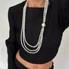 Baroque Style Multilayer Geometric Pearl Necklace with Tassel
