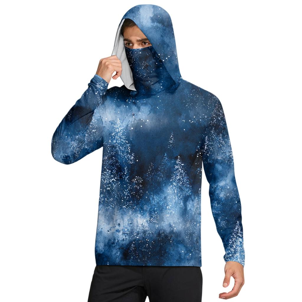 Мужская рубашка с маской Легкая с длинным рукавом Капюшон Для пеших прогулок Рыбалки Для выступлений