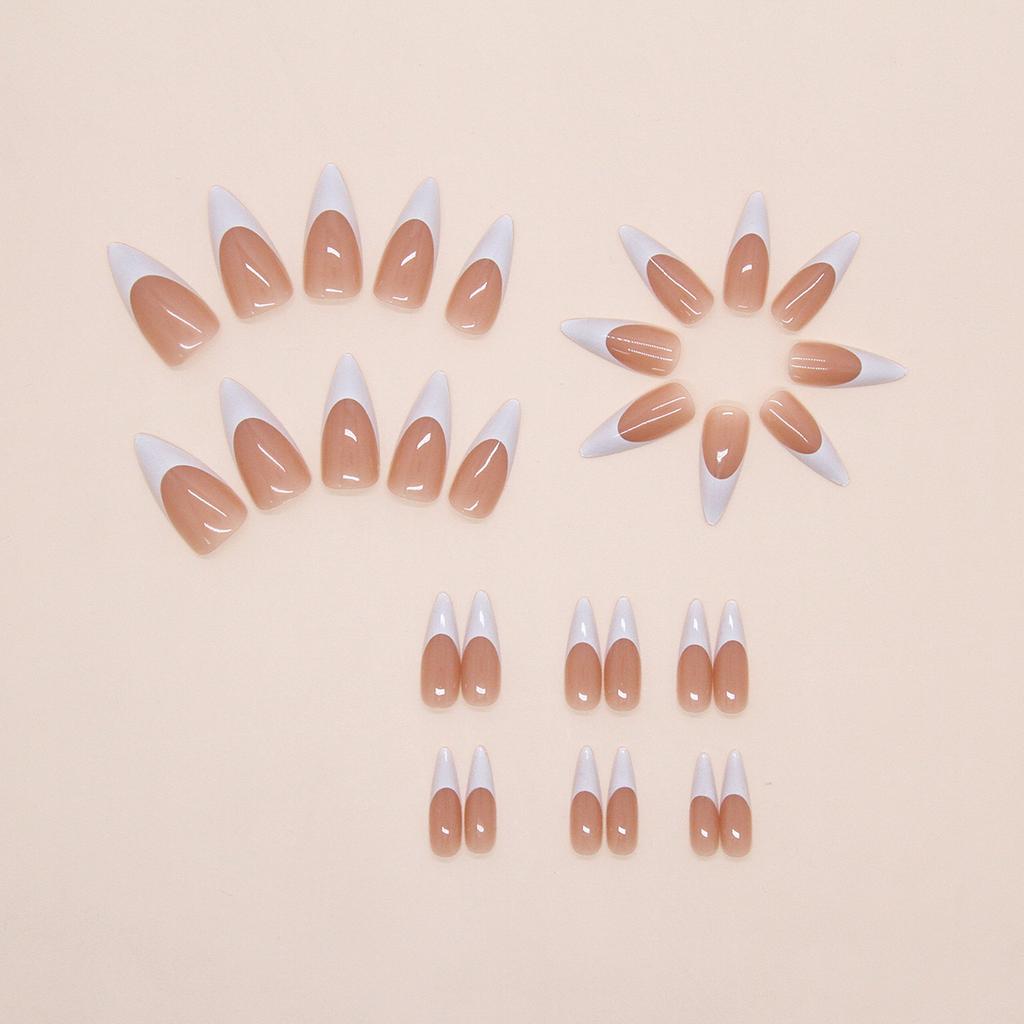 Simple, clean and light French style, wind removable manicure sheet 30 pieces press on nails