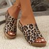 Trend Open Toe Women's Wedge Summer Fashion Leopard Print Breathable Comfortable Sandals Woman Buckle Female Footwea