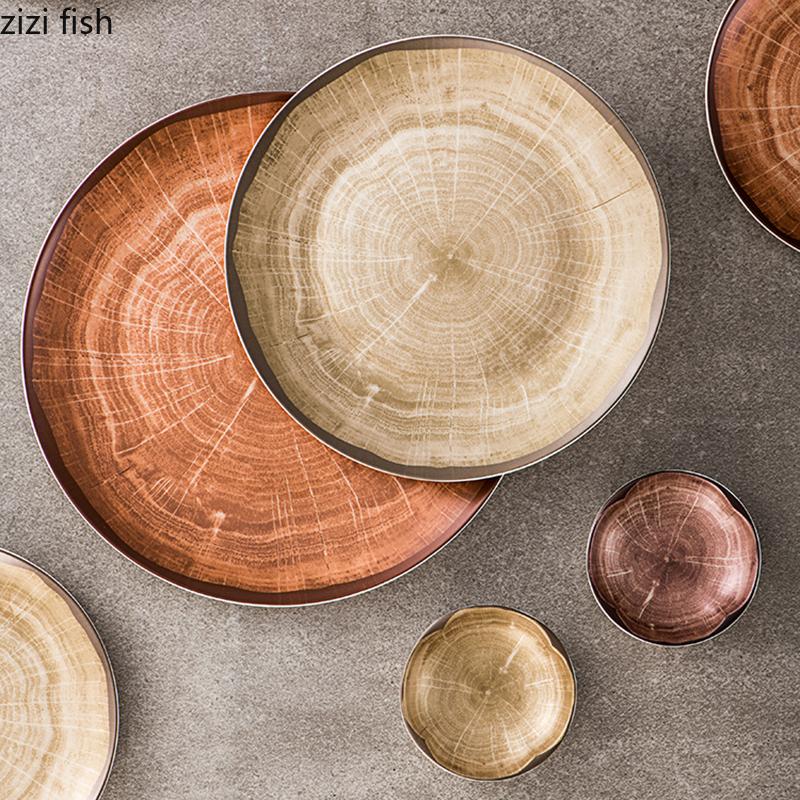 Ретро-печь Изменения Керамическая мелкая тарелка Ресторанная десертная тарелка Салатная тарелка Тарелки для стейков Демонстрационные тарелки для молекулярной кухни