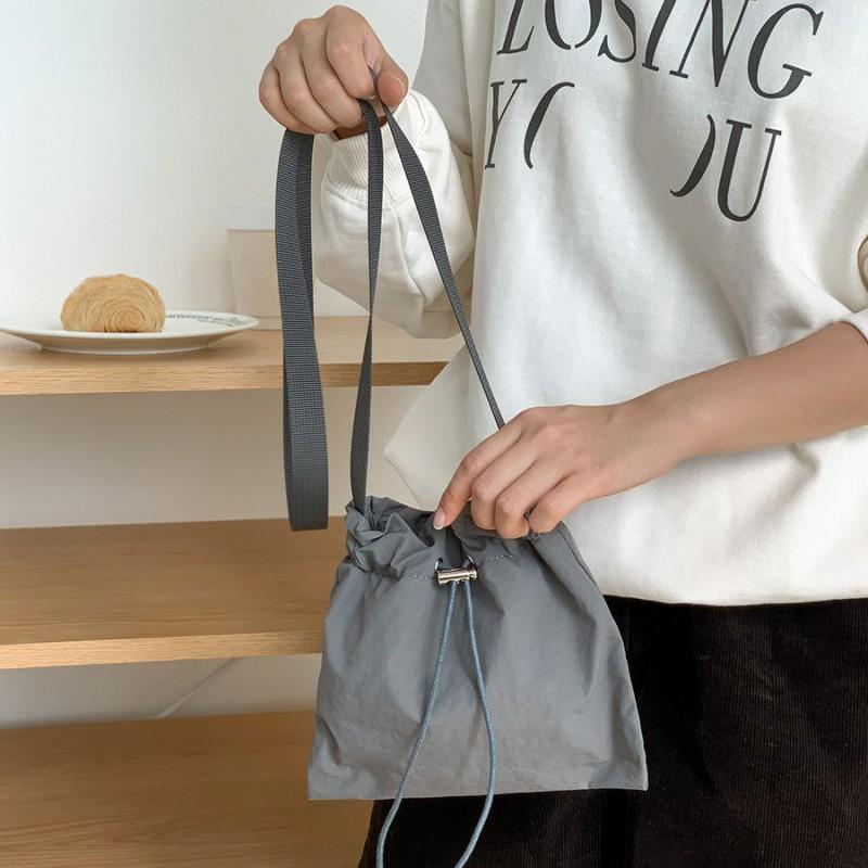Korean Style Ins Personalized Casual Drawstring Nylon Cross-body Small Bag Women's All-matching Simple Lightweight Mini One-shoulder Cloth