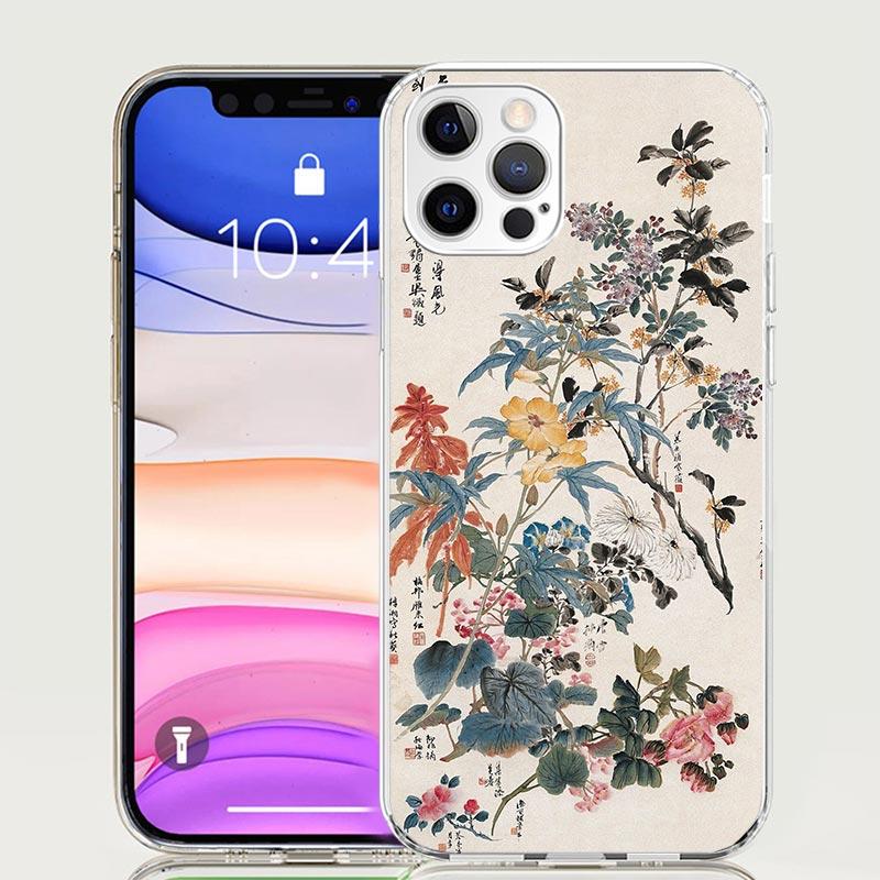 Чехол для телефона в китайском стиле с рисунком тушью для iPhone 17 Air 16 15 Plus 11 14 Pro Max 13 Mini 12 7 8 + SE Художественный узор Индивидуальный