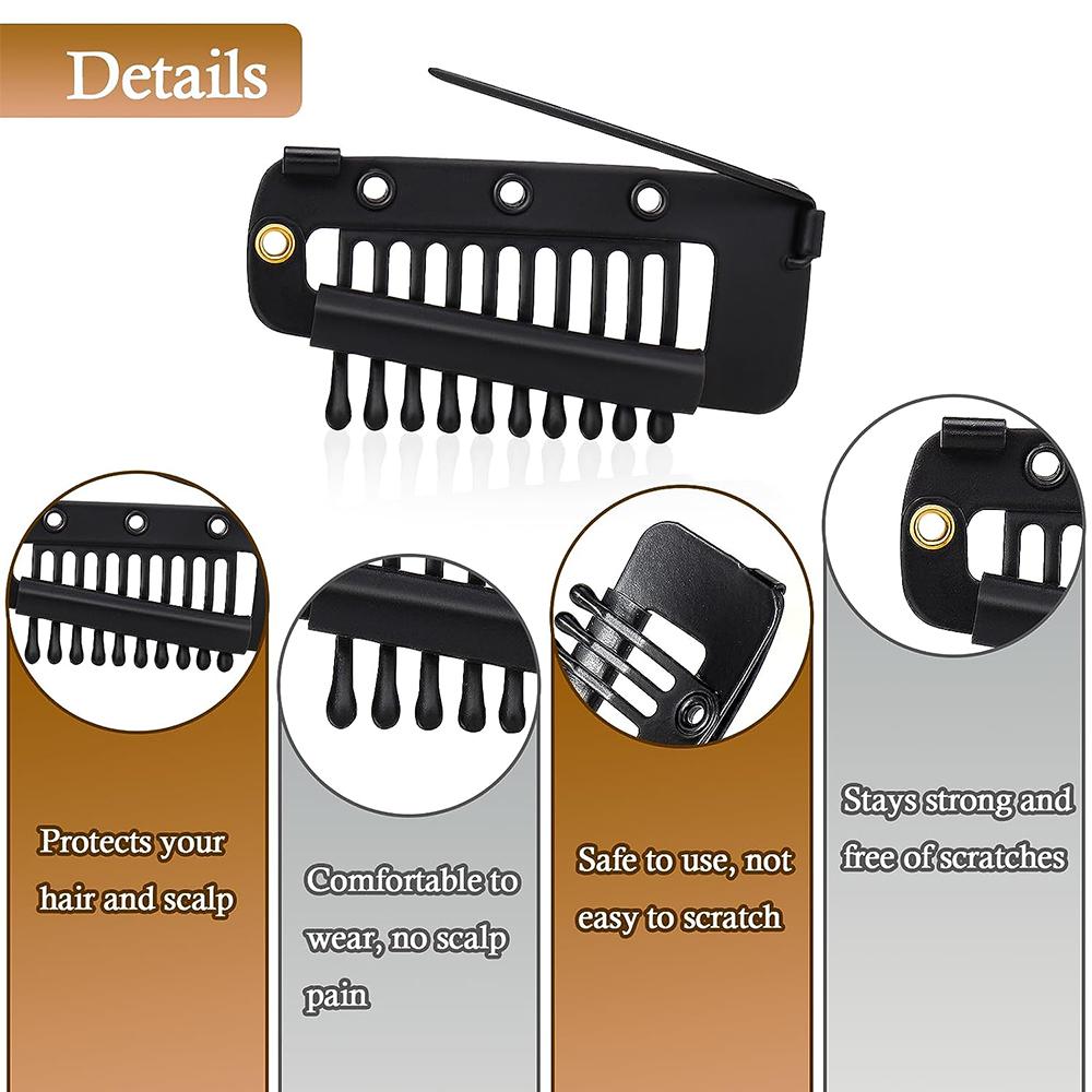 Зажимы Dupatta с английскими булавками, 15 шт., зажим для наращивания волос из нержавеющей стали с 10 зубьями