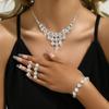 Свадебные аксессуары комплект ожерелье со стразами серьги комплект вечернее платье универсальная цепочка на ключицу свадебный комплект ювелирных изделий для женщин