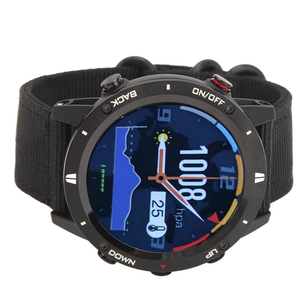 Running Swimming Sports Smart Watch 1.28in IPS TFT Compass Barometer Smart Waterproof Men Watch Black