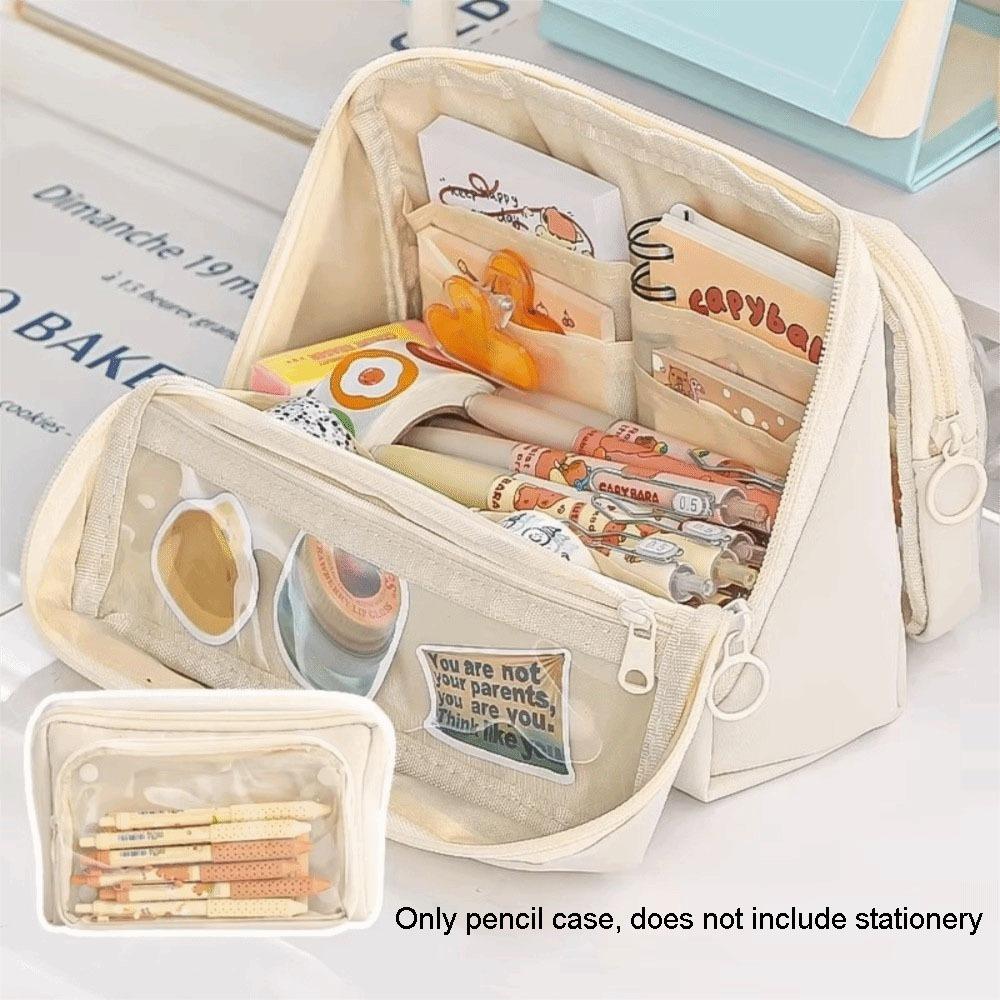 Large Capacity Transparent Pen Bag DIY Stationery Box Cute Transparent Pencil Case  Office