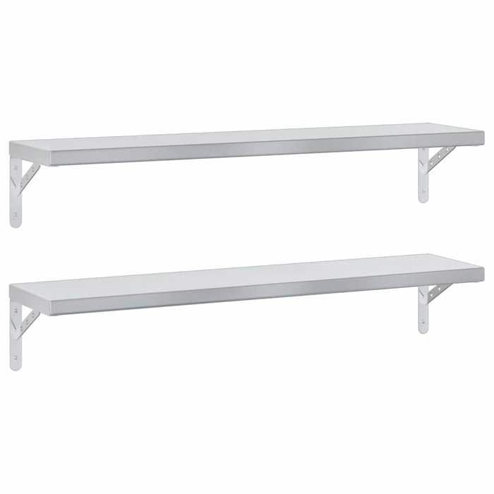 VidaXL Wall Shelves 2 Pcs 100x23.5 Cm Silver Stainless Steel, Floating Shelf, Wall Display Shelf, Panel 3214504