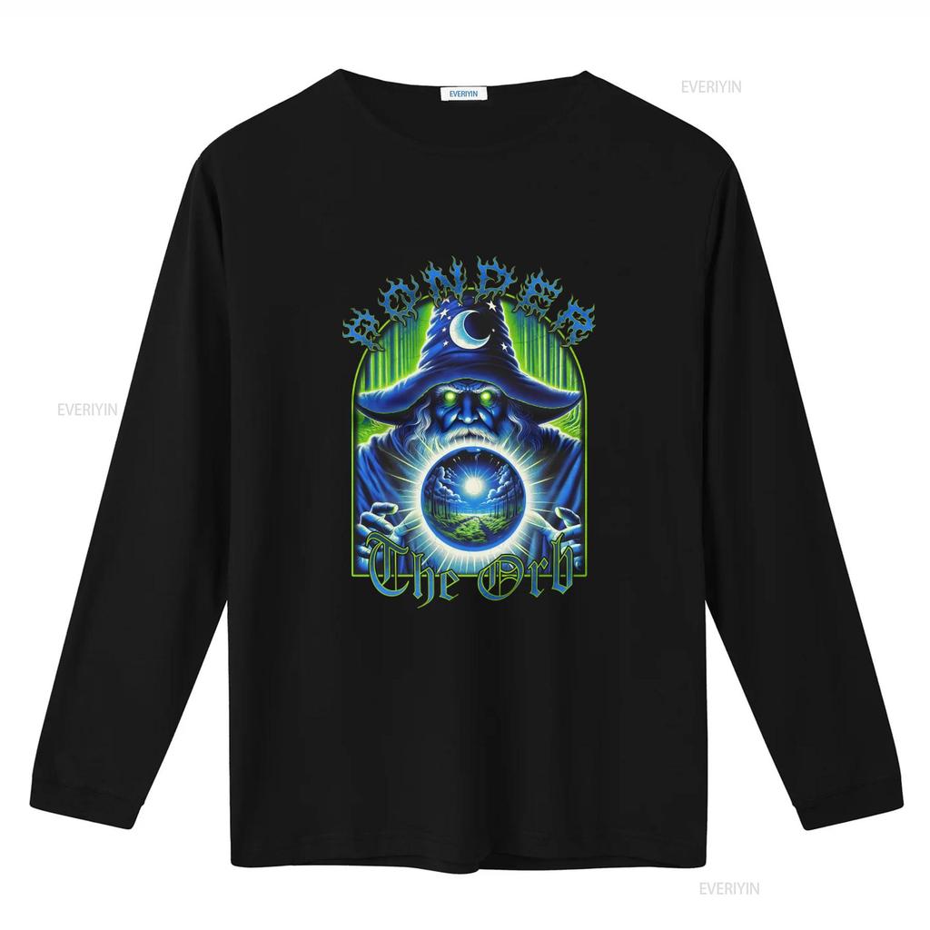 Vintage 80s Style Wizard Blue Aesthetic T Shirt Extra Large Print with Ponder the Orb Design vintage Washed Stylish homme