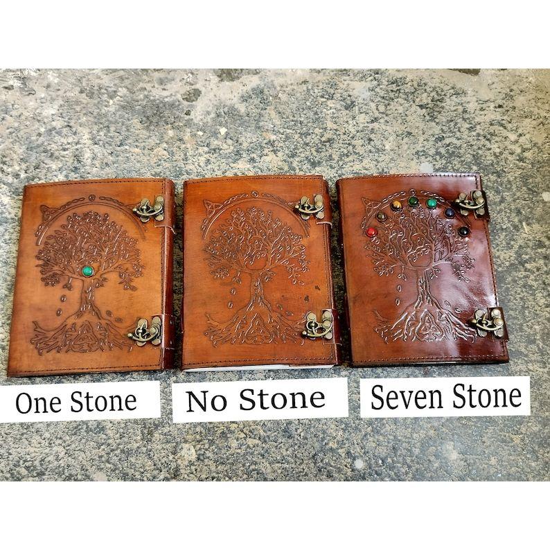 Кожаный дневник с тиснением вручную | Записная книжка ручной работы | Кожаный гримуар | Идеально подходит для юбилеев или рождественских подарков. ( пакет из 3 )
