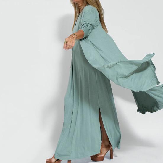 Женские повседневные свободные платья Элегантное офисное женское длинное платье Модное летнее платье без рукавов с осенним кардиганом с длинными рукавами