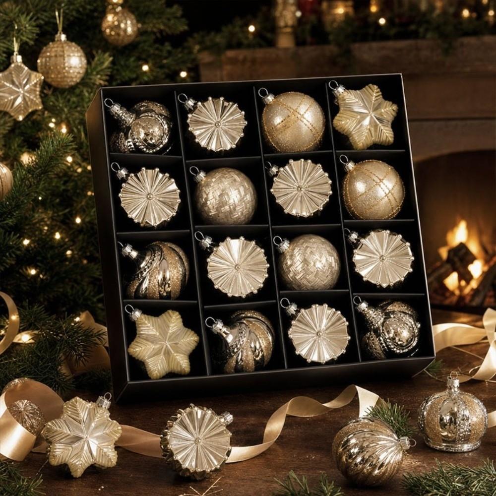 24Pcs 6cm Christmas Ball Ornaments Electroplated Painted Holiday Ornaments Home Decor